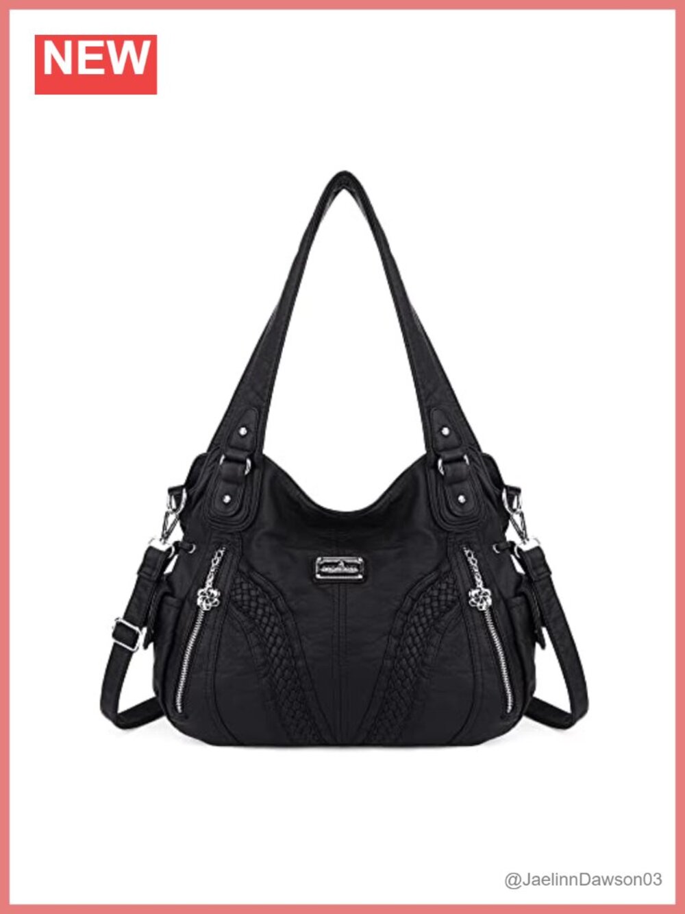 Washed PU Leather Tote Bag Satchel Top Handle Shoulder Handbag